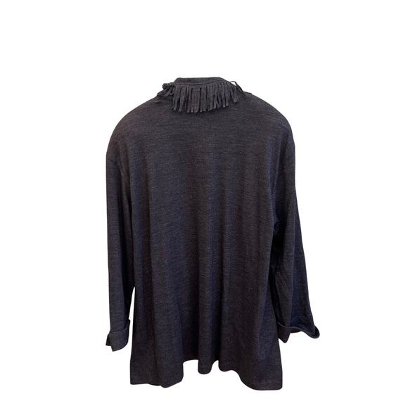 Vintage Carole Little Knit Fringe Western Boho Studded Jacket Size Womens 14 - Picture 2 of 6